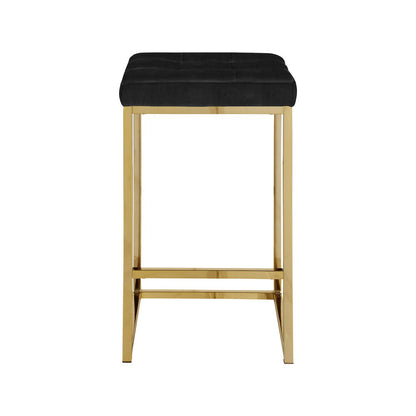 Nicola Black Velvet Stool, Set of 2