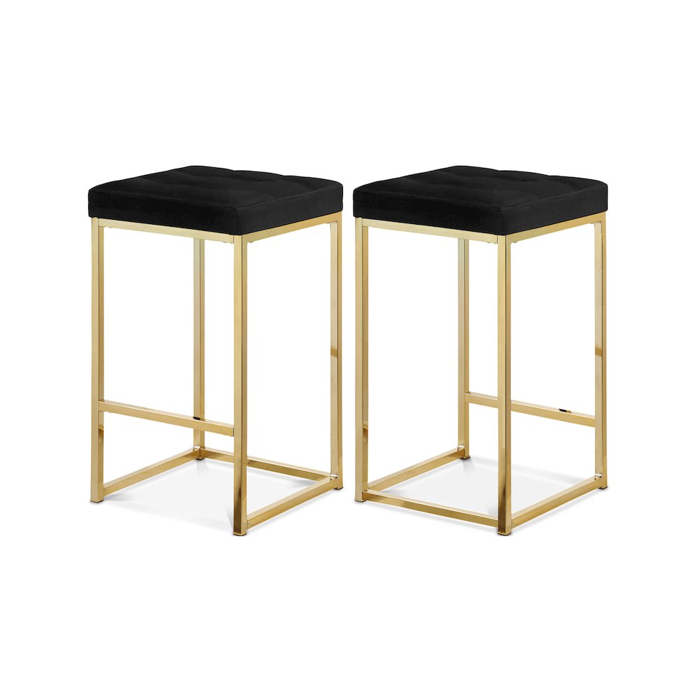 Nicola Black Velvet Stool, Set of 2