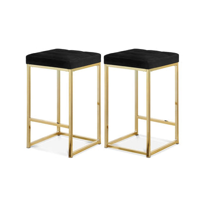 Nicola Black Velvet Stool, Set of 2