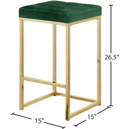 Nicola Green Velvet Stool, Set of 2