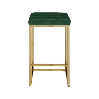 Nicola Green Velvet Stool, Set of 2