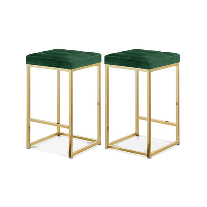 Nicola Green Velvet Stool, Set of 2