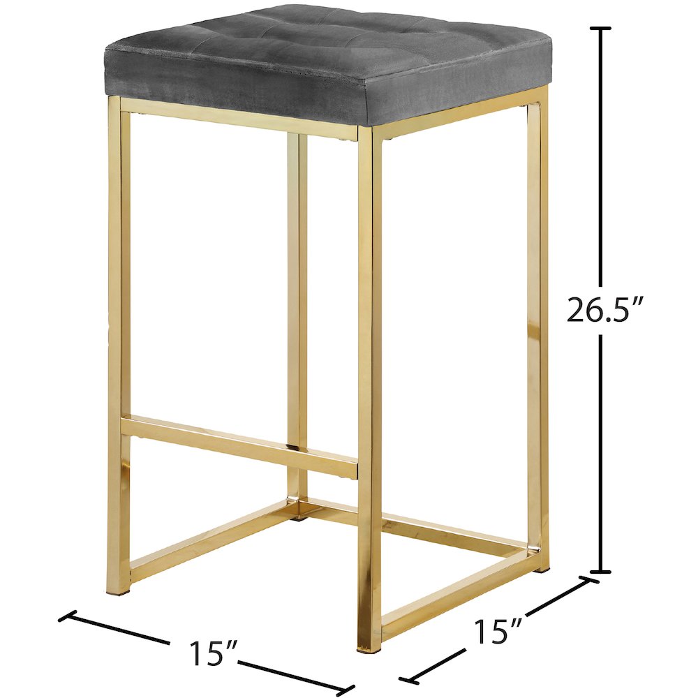 Nicola Grey Velvet Stool, Set of 2