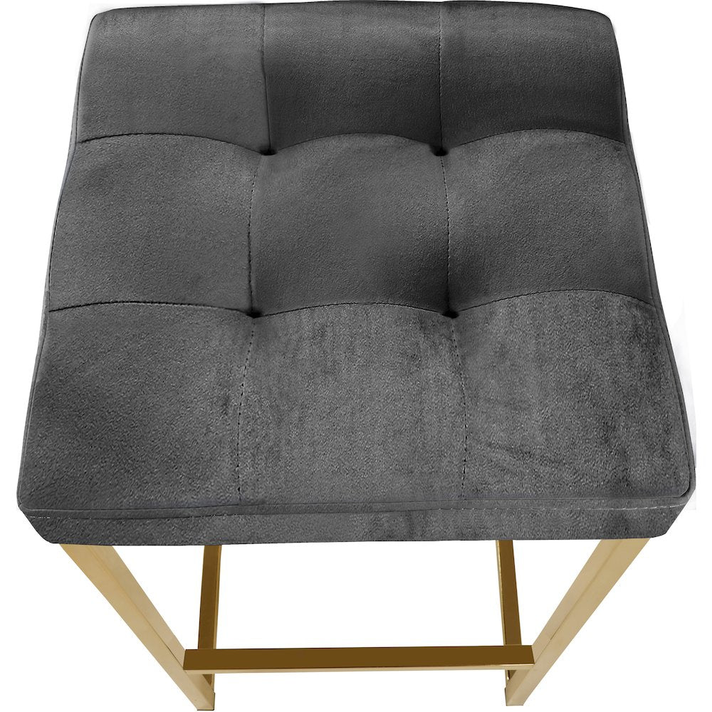 Nicola Grey Velvet Stool, Set of 2