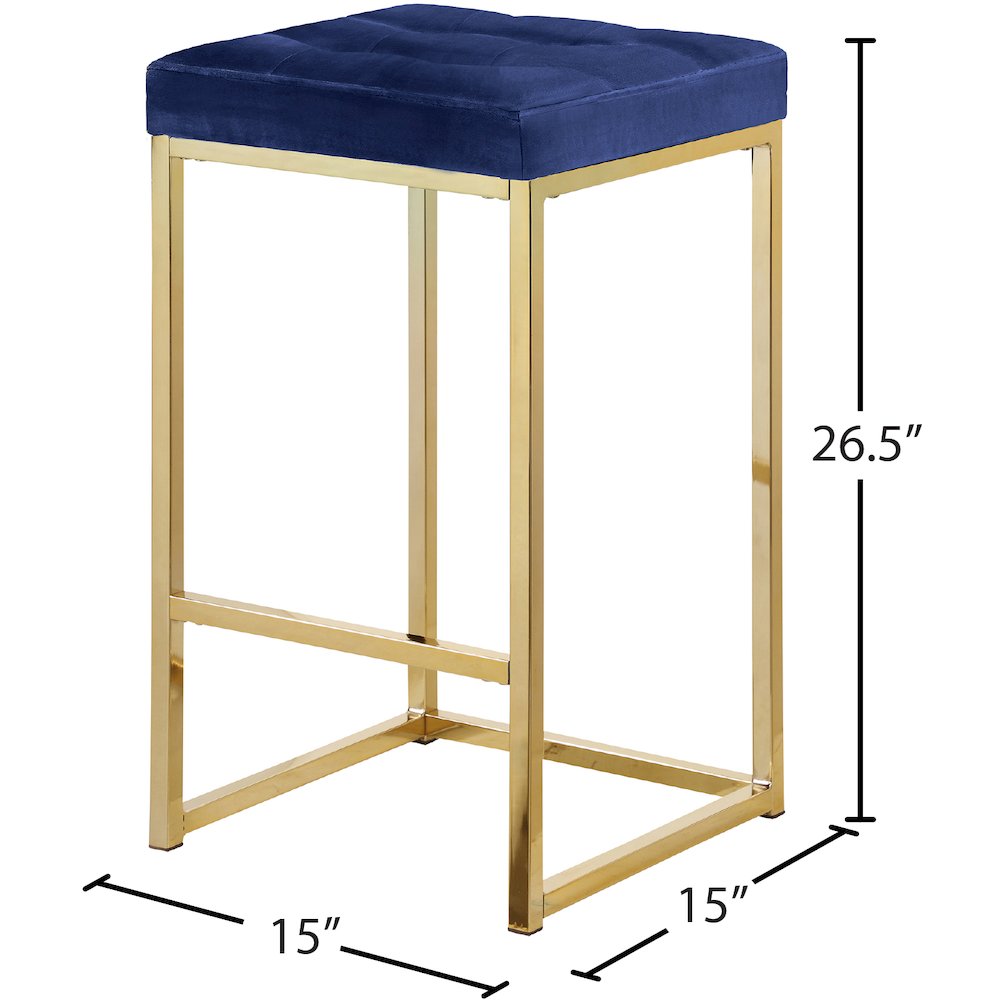 Nicola Navy Velvet Stool, Set of 2