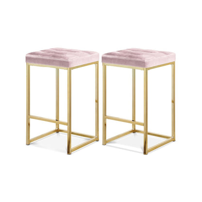 Nicola Pink Velvet Stool, Set of 2