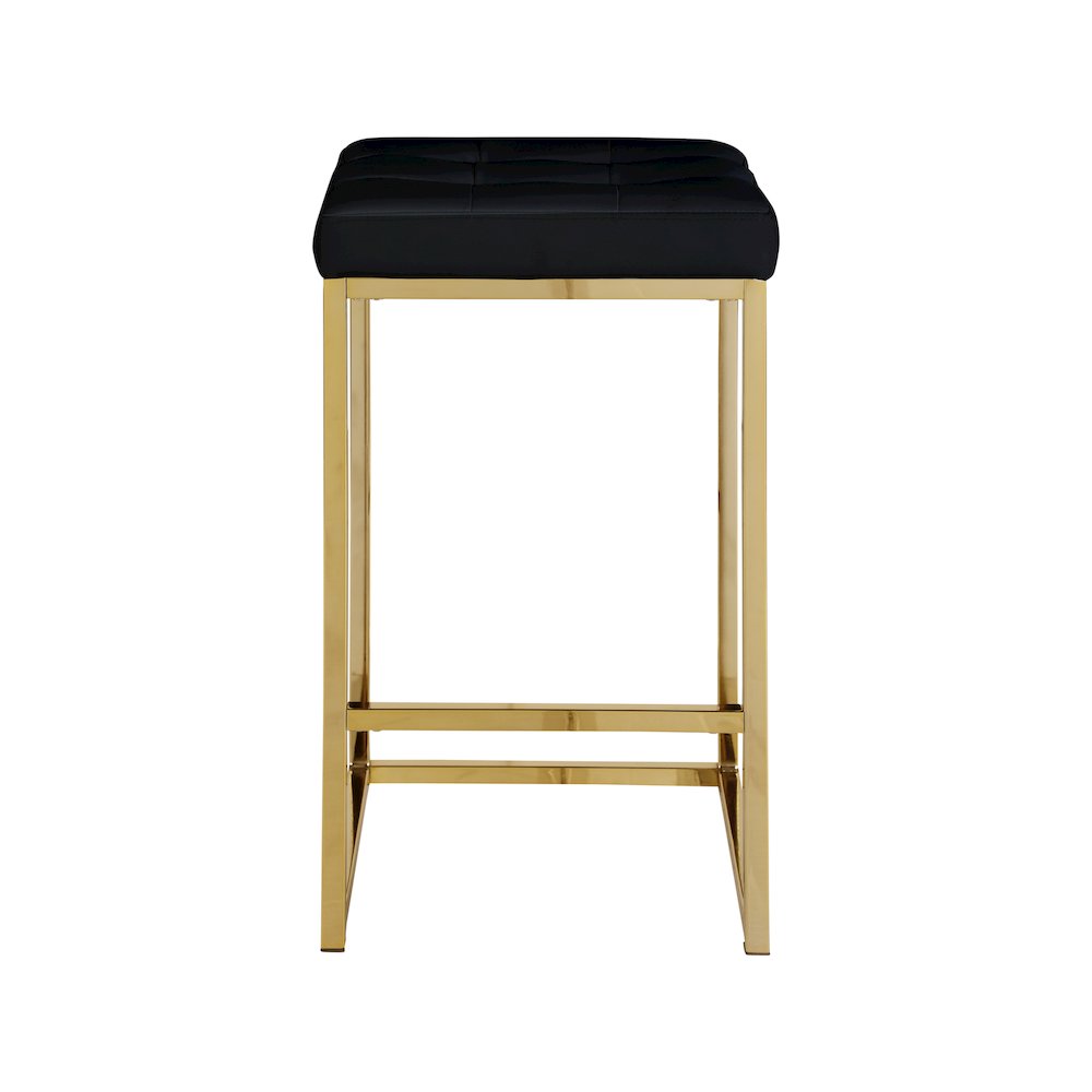 Nicola Black Vegan Leather Stool, Set of 2