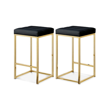 Nicola Black Vegan Leather Stool, Set of 2