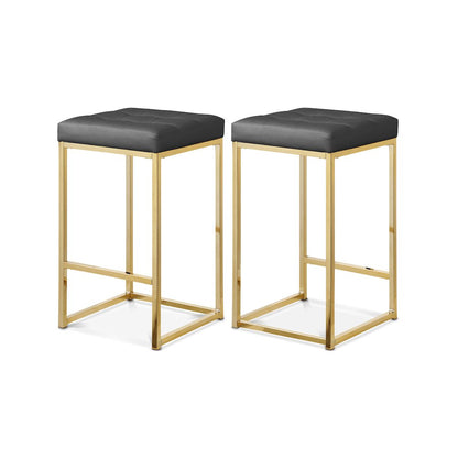 Nicola Grey Vegan Leather Stool, Set of 2
