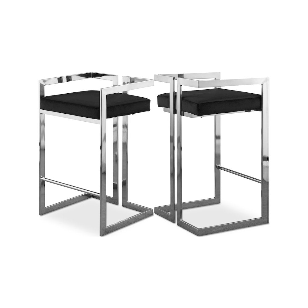 Ezra Black Velvet Stool, Set of 2