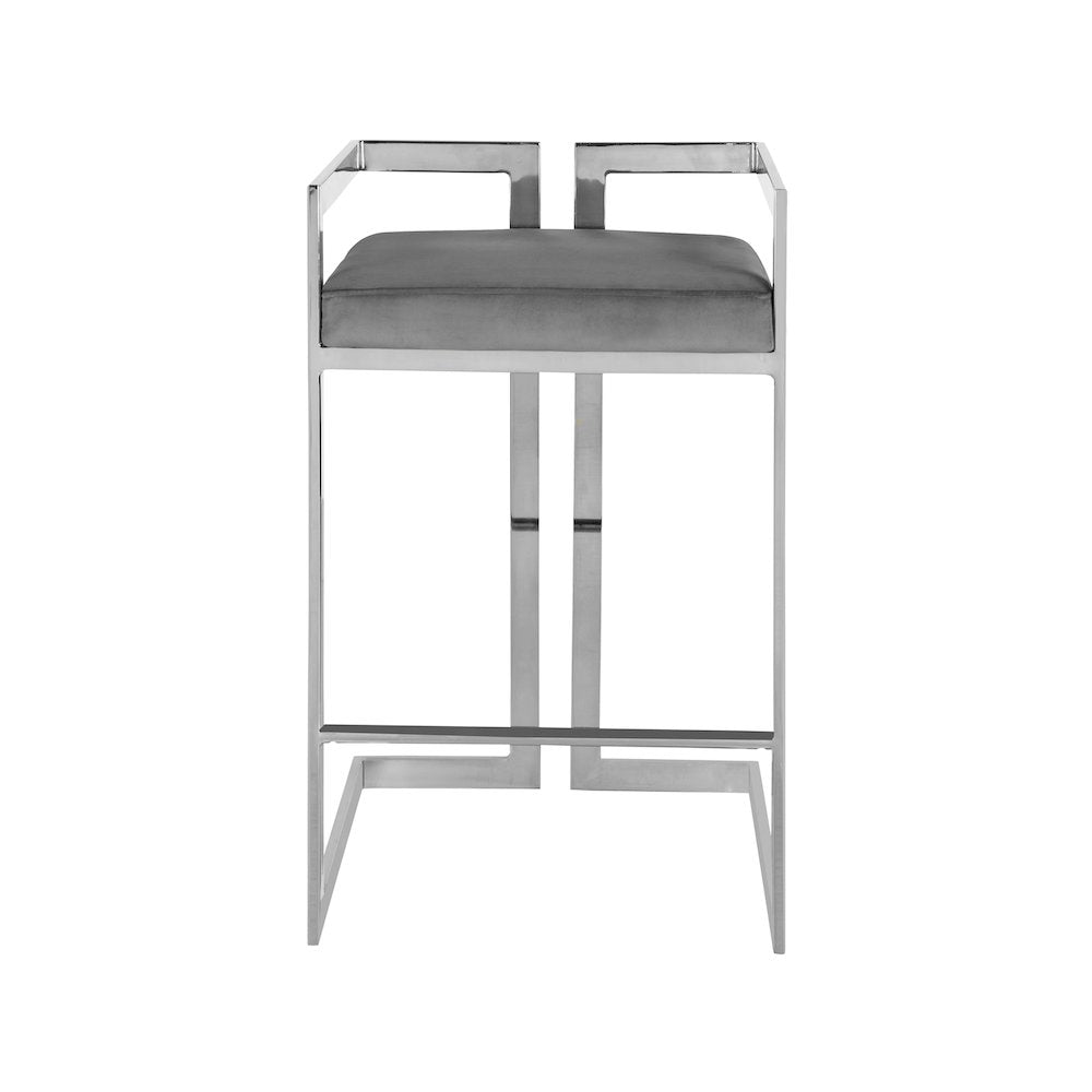 Ezra Grey Velvet Stool, Set of 2