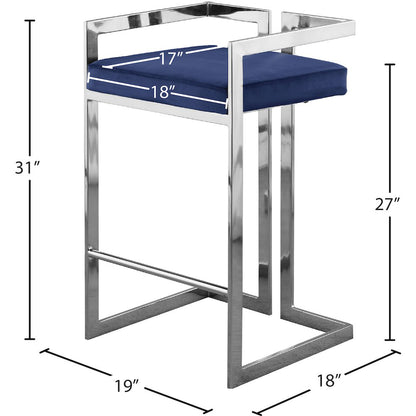 Ezra Navy Velvet Stool, Set of 2