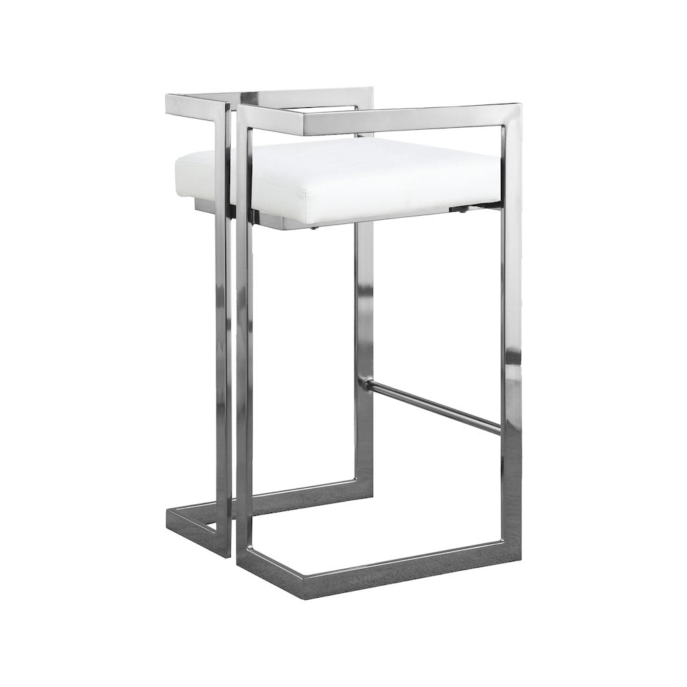 Ezra White Vegan Leather Stool, Set of 2