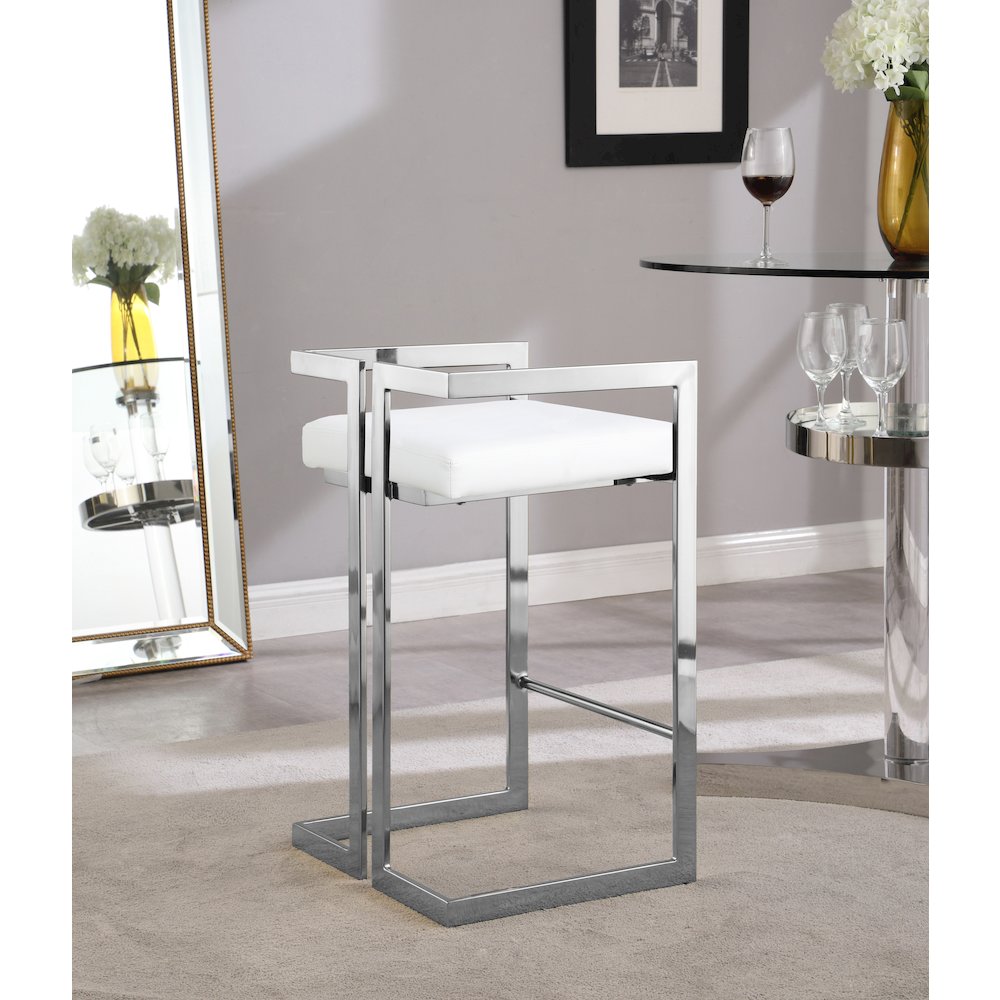 Ezra White Vegan Leather Stool, Set of 2