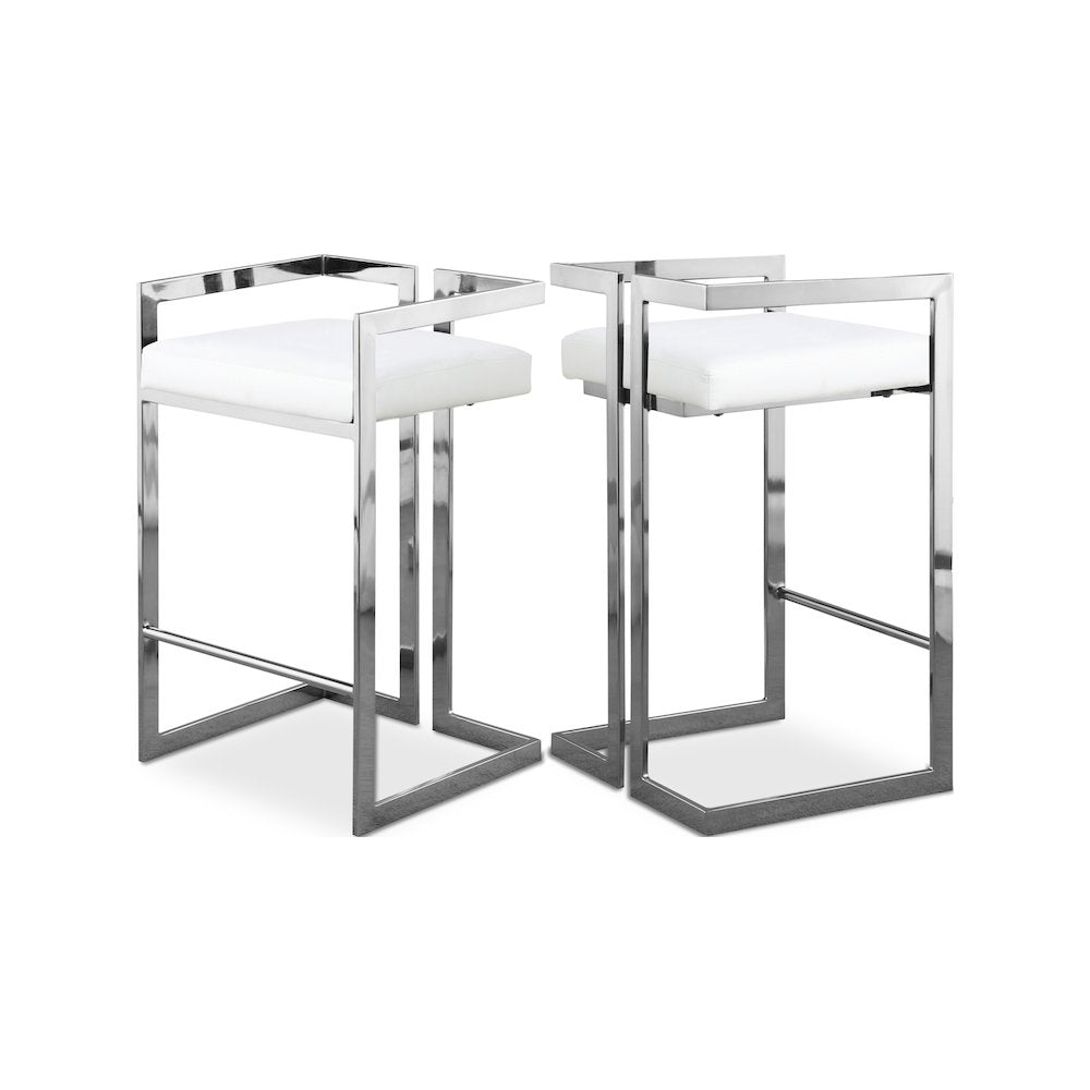 Ezra White Vegan Leather Stool, Set of 2