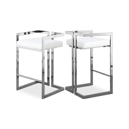 Ezra White Vegan Leather Stool, Set of 2