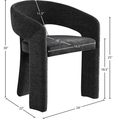 Rendition Black Plush Fabric Dining Chair Set of 2