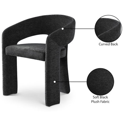 Rendition Black Plush Fabric Dining Chair Set of 2