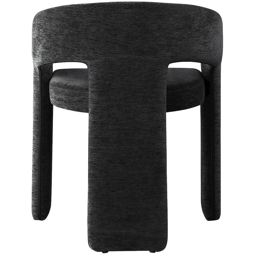 Rendition Black Plush Fabric Dining Chair Set of 2