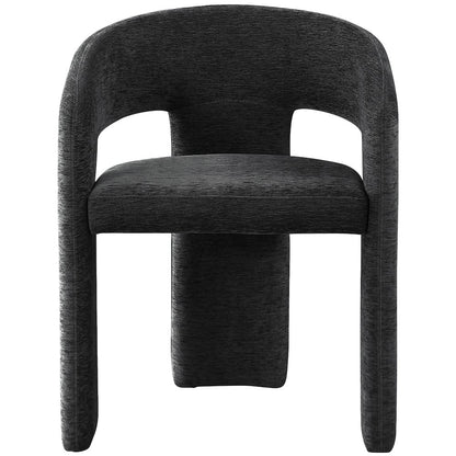 Rendition Black Plush Fabric Dining Chair Set of 2