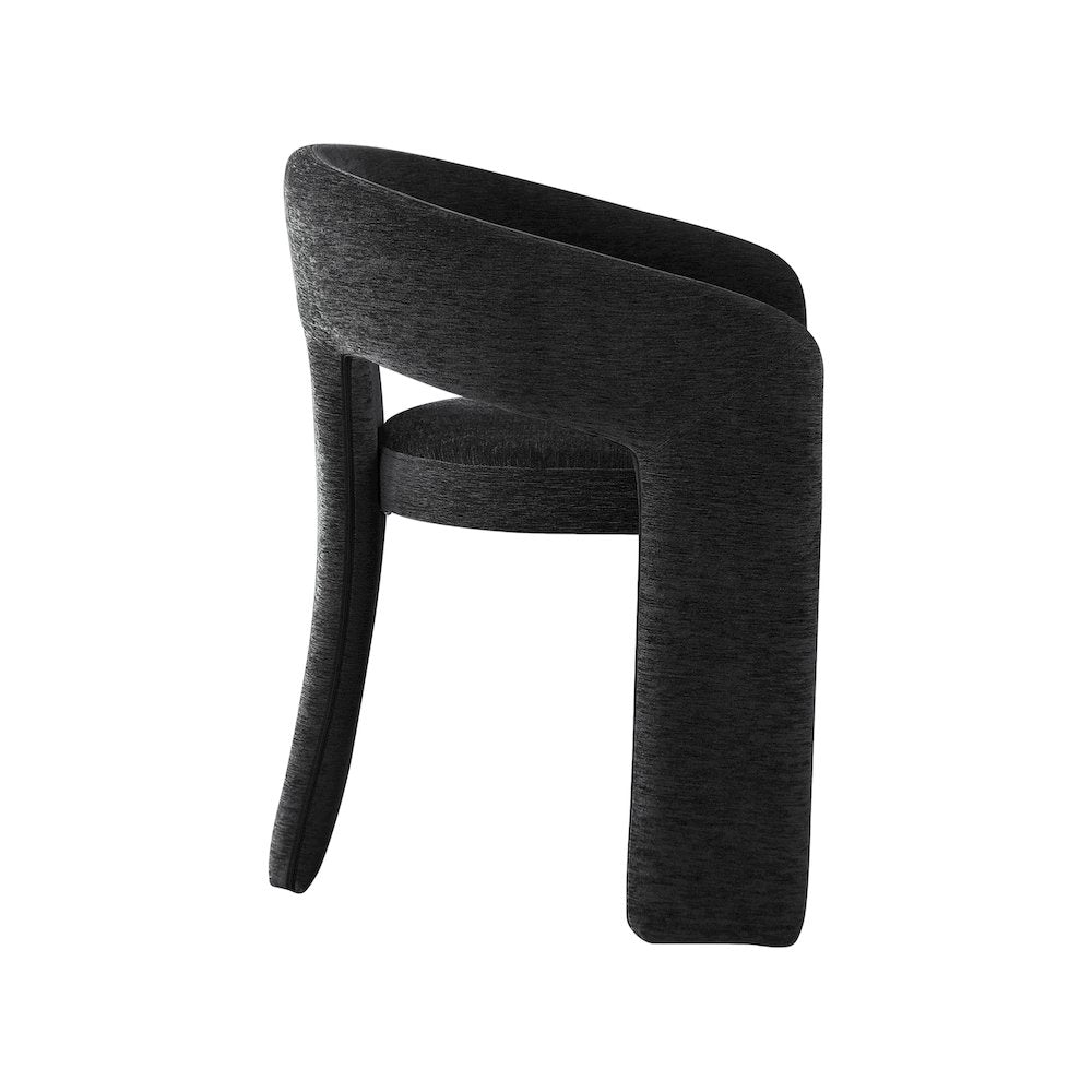 Rendition Black Plush Fabric Dining Chair Set of 2