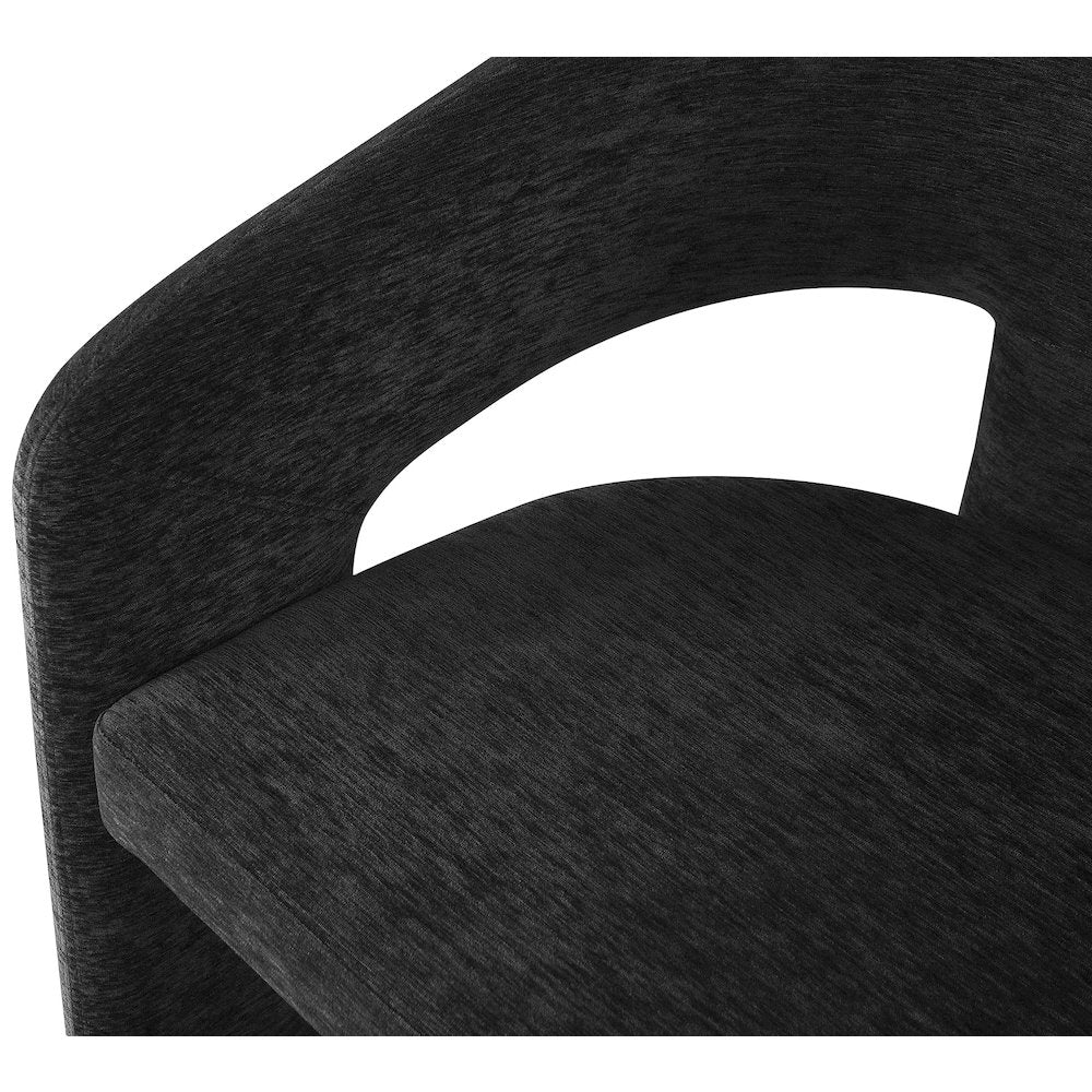 Rendition Black Plush Fabric Dining Chair Set of 2