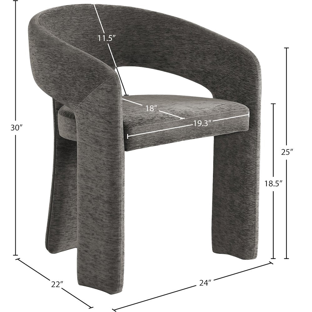 Rendition Grey Plush Fabric Dining Chair Set of 2