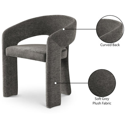 Rendition Grey Plush Fabric Dining Chair Set of 2