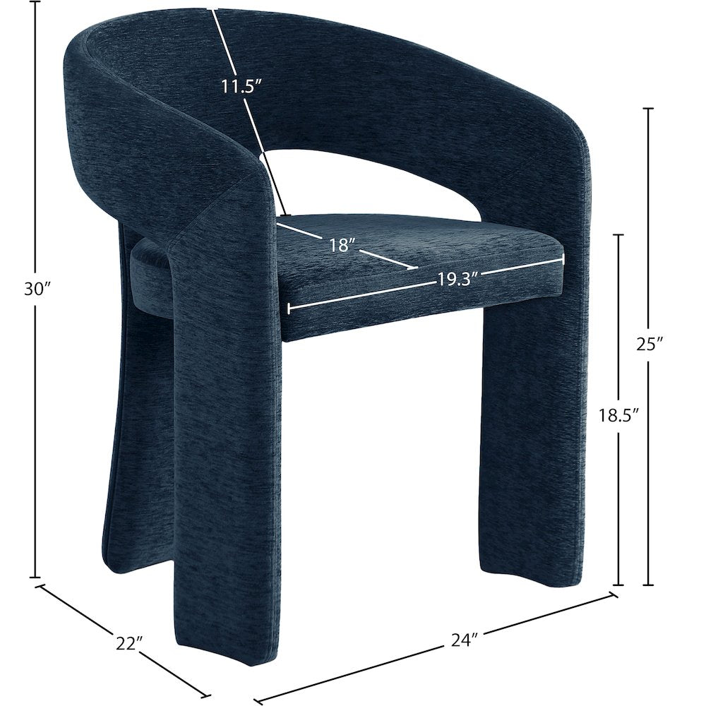 Rendition Navy Plush Fabric Dining Chair, Set of 2