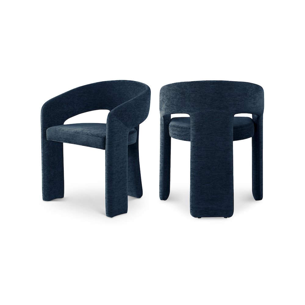 Rendition Navy Plush Fabric Dining Chair, Set of 2