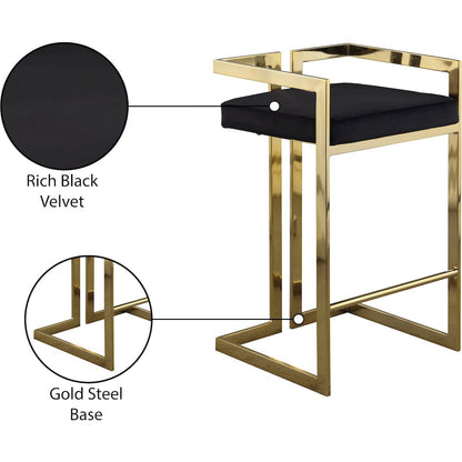 Ezra Black Velvet Stool, Set of 2