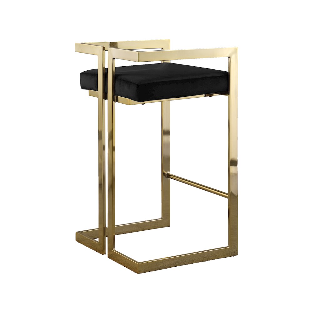 Ezra Black Velvet Stool, Set of 2