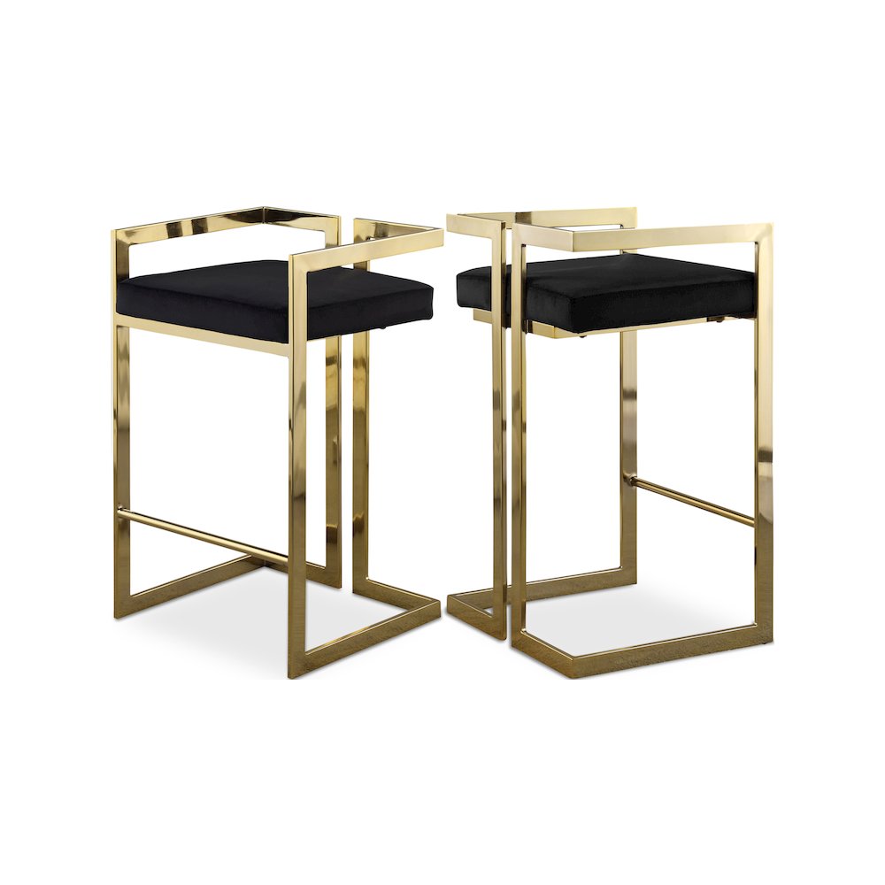 Ezra Black Velvet Stool, Set of 2