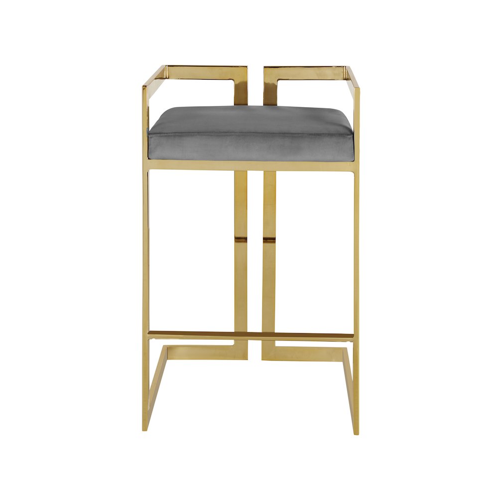 Ezra Grey Velvet Stool, Set of 2