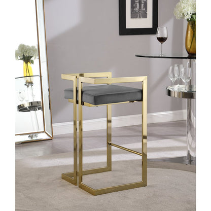 Ezra Grey Velvet Stool, Set of 2