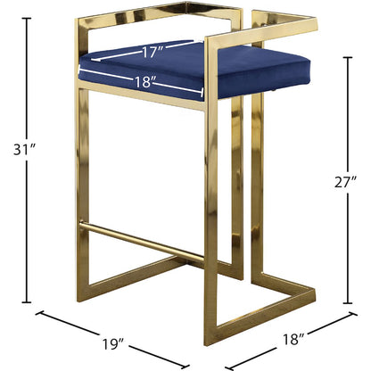 Ezra Navy Velvet Stool, Set of 2