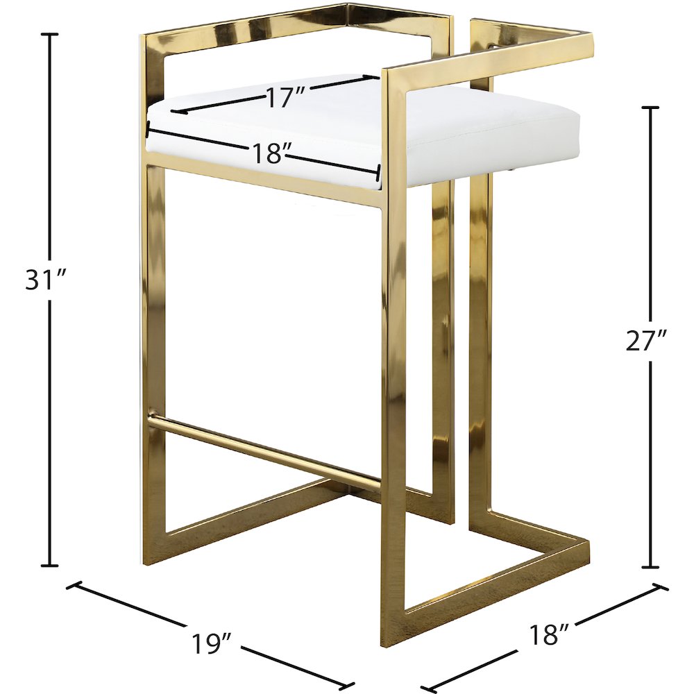 Ezra White Vegan Leather Stool, Set of 2