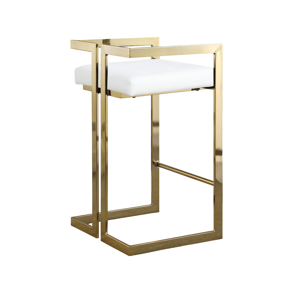 Ezra White Vegan Leather Stool, Set of 2