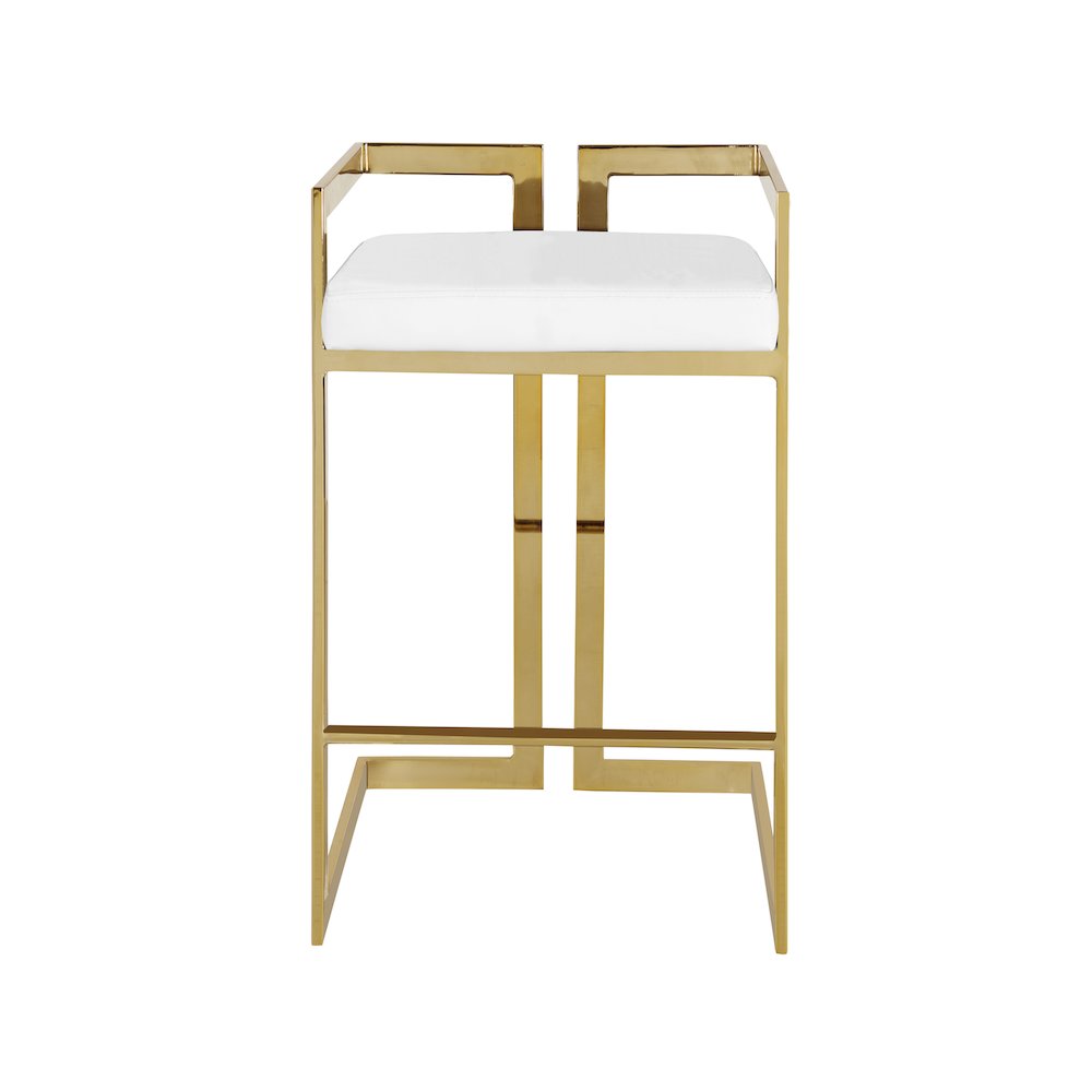 Ezra White Vegan Leather Stool, Set of 2