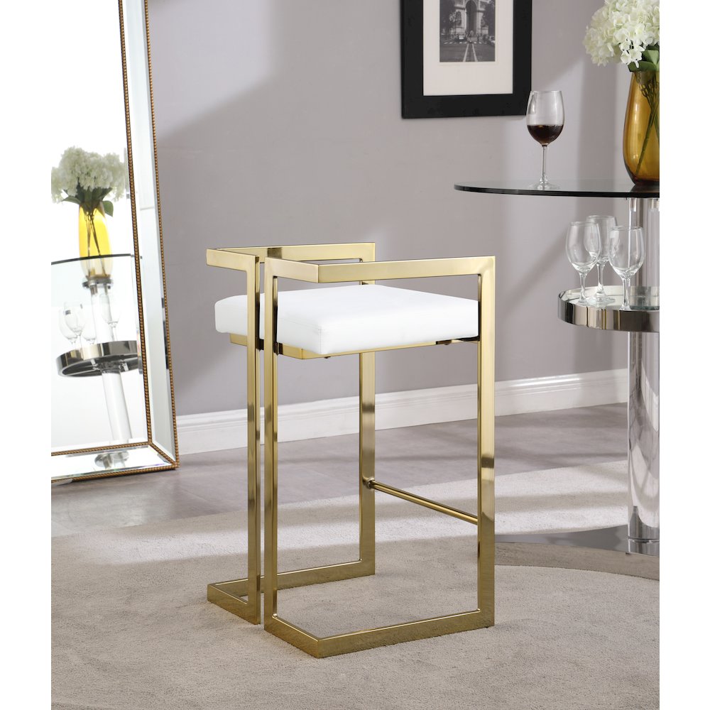 Ezra White Vegan Leather Stool, Set of 2