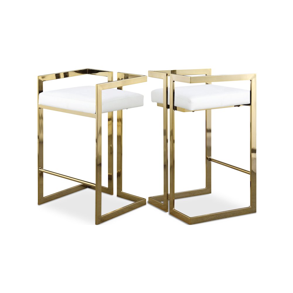 Ezra White Vegan Leather Stool, Set of 2