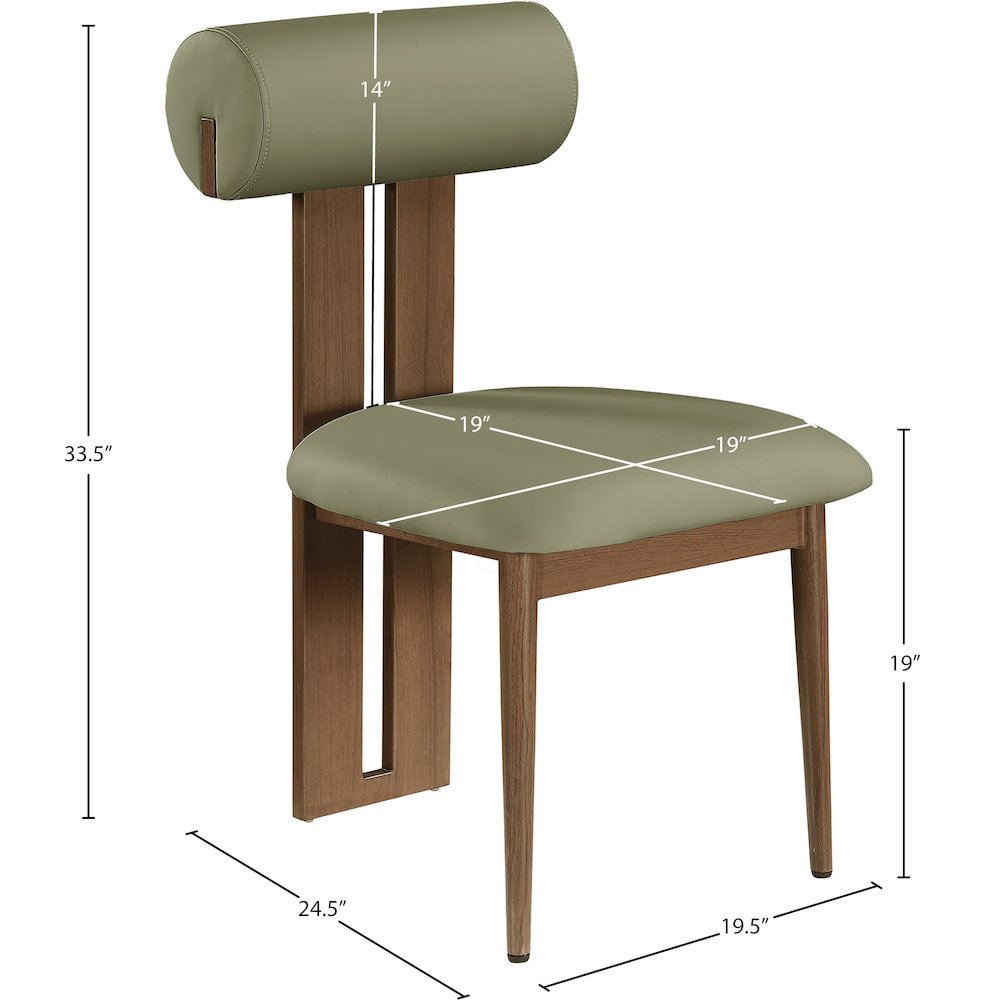 Dario Green Vegan Leather Dining Chair, Set of 2