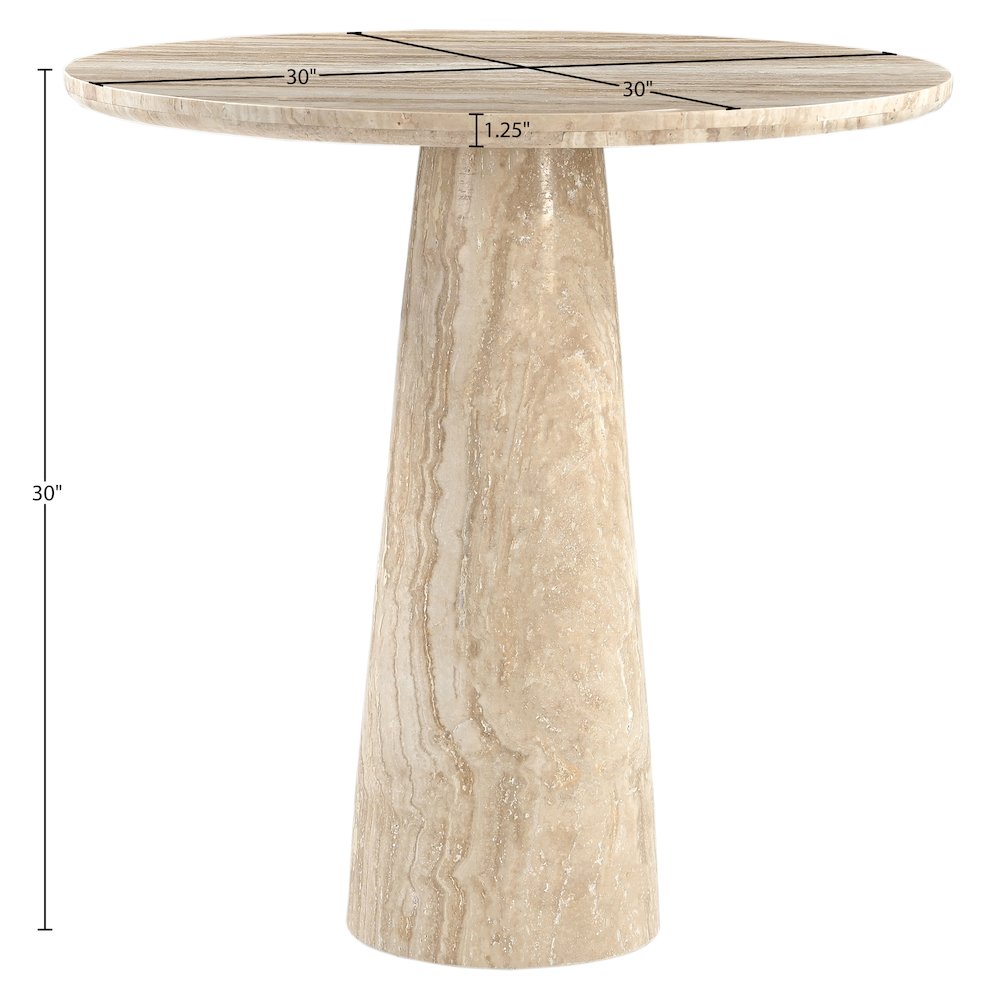 Fontelina 30" Beige Genuine Marble Bistro Dining Table