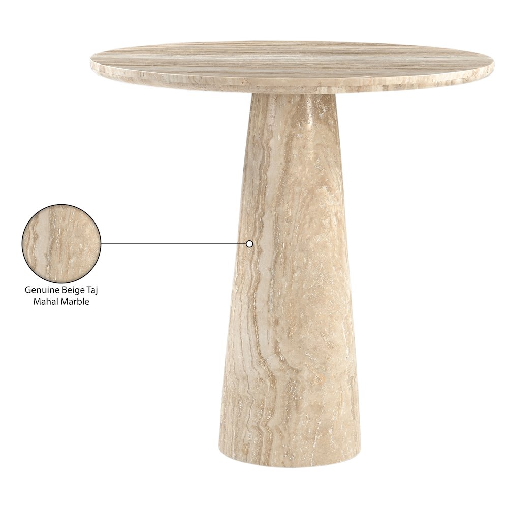 Fontelina 30" Beige Genuine Marble Bistro Dining Table