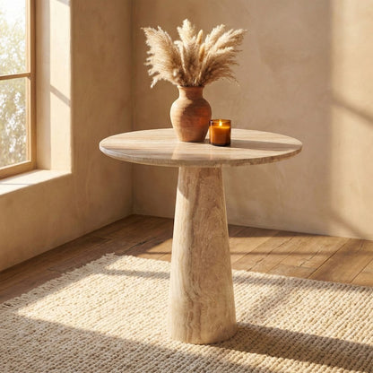 Fontelina 30" Beige Genuine Marble Bistro Dining Table