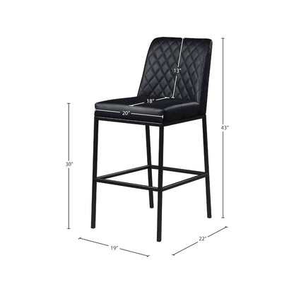 Bryce Black Vegan Leather Stool, Set of 2
