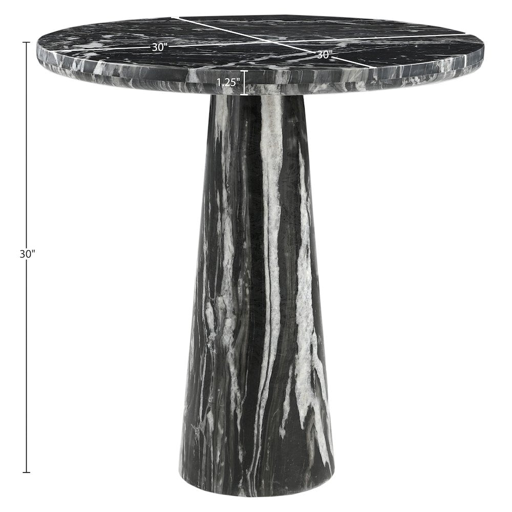 Fontelina 30" Black Genuine Marble Bistro Dining Table