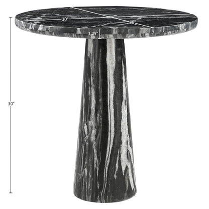 Fontelina 30" Black Genuine Marble Bistro Dining Table