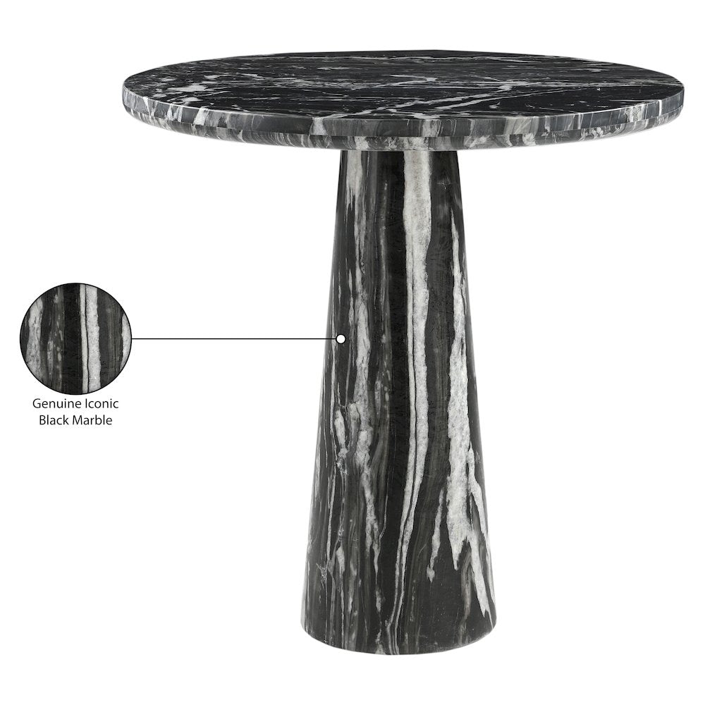Fontelina 30" Black Genuine Marble Bistro Dining Table