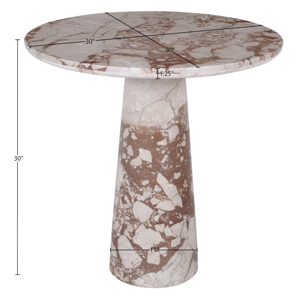 Fontelina 30" Breccia Genuine Marble Bistro Dining Table